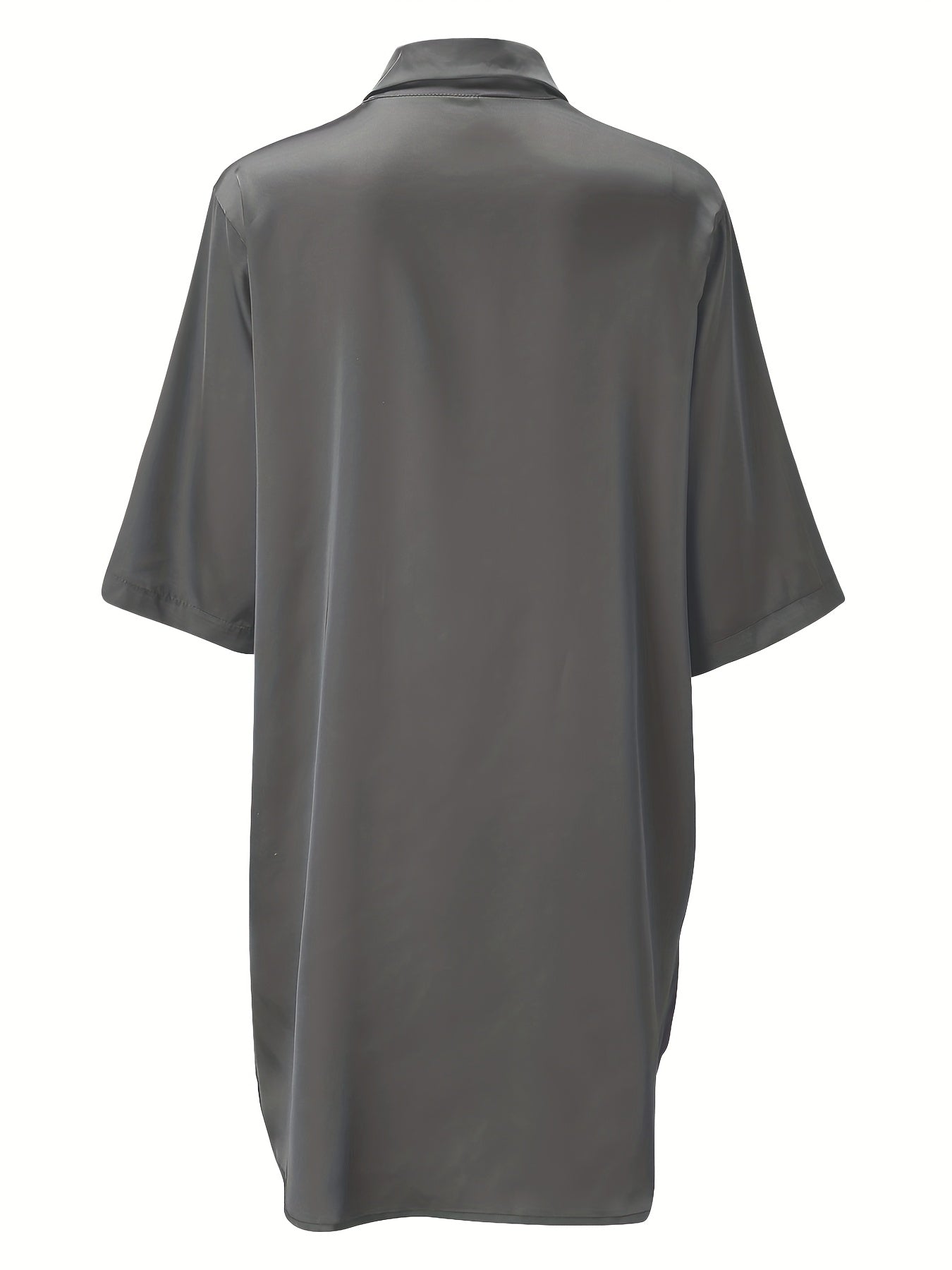 European And American Solid Color Sexy Shirt for Women Comfortable And Smooth Home Wear Long Pajamas