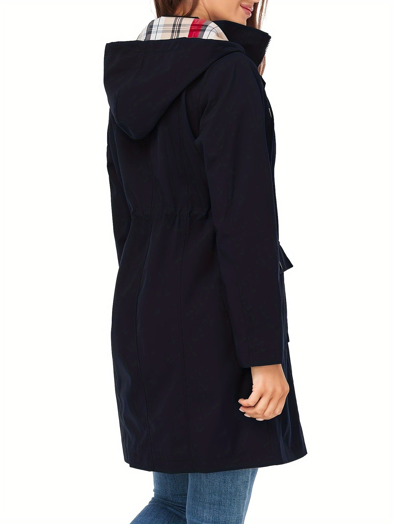 Women's High Quality Rain Jacket Lightweight Raincoat Hooded Windbreaker Trench Coat