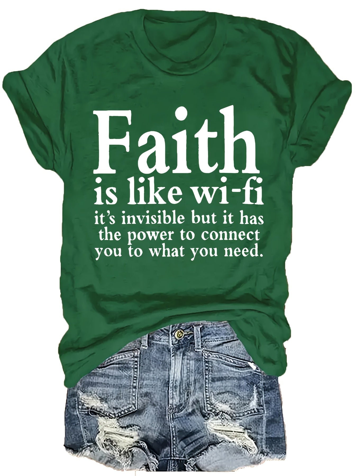 Women's Green Printed Oversized T-Shirt - product view 1