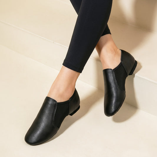 Unisex Professional Slip-On Jazz Dance Shoes - Upper, Anti-Slip EVA Sole, 0.4" Low Heel, All-Season Comfort for Men & Women, Standard Toe Box, Solid Color, Dance Performance Footwear, Sleek Dance Shoes, Durable Dance Footwear