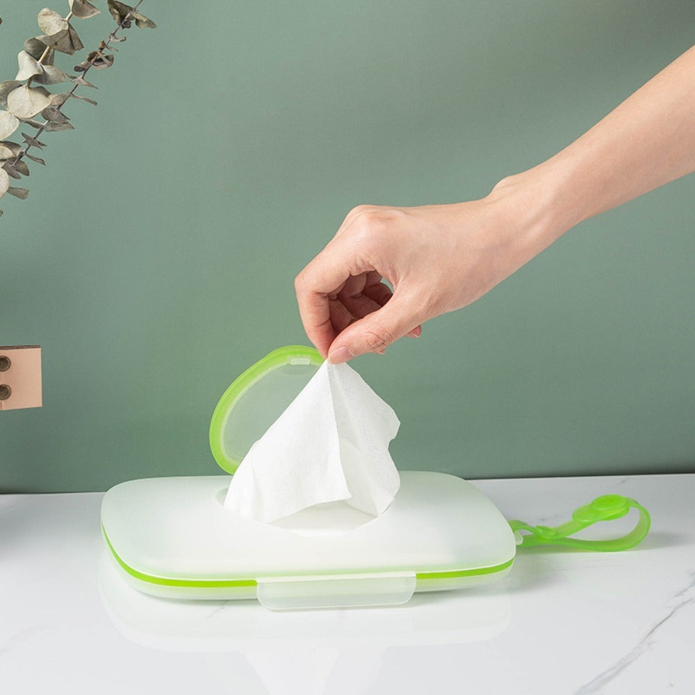 Heart-Lid Portable Baby Wipe Dispenser - Handled Compact Plastic Case