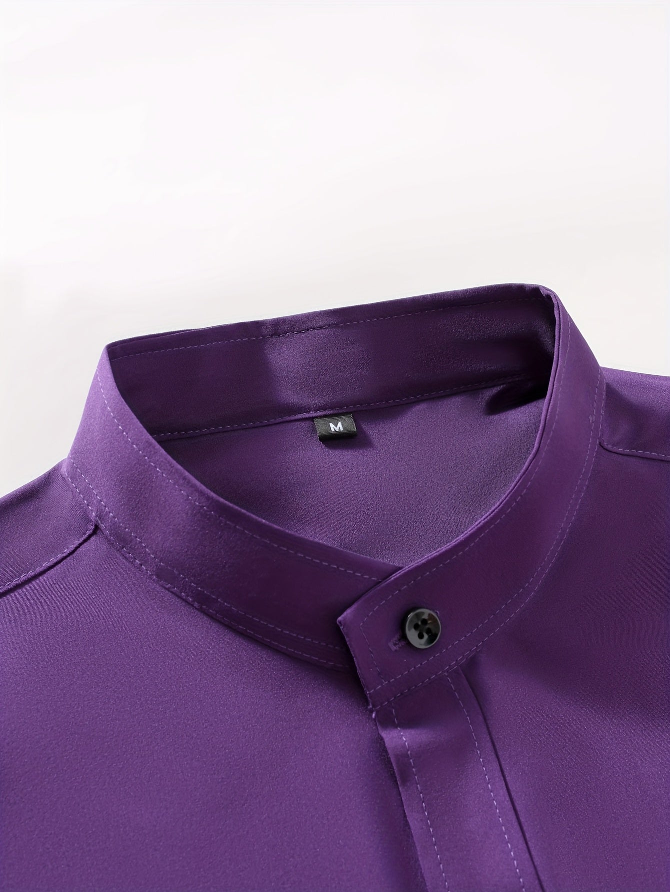 Men'S Henley Collar Long Sleeve Shirt | Casual, All-season, Solid Color, Regular Fit, Button Details, Woven Fabric