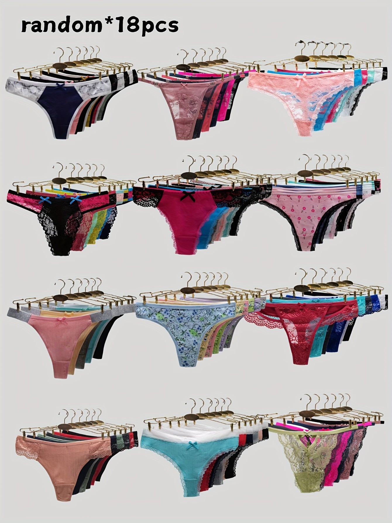 18pcs Random Assorted Lace And Tanga Thongs Sexy Comfortable Women'S Panty