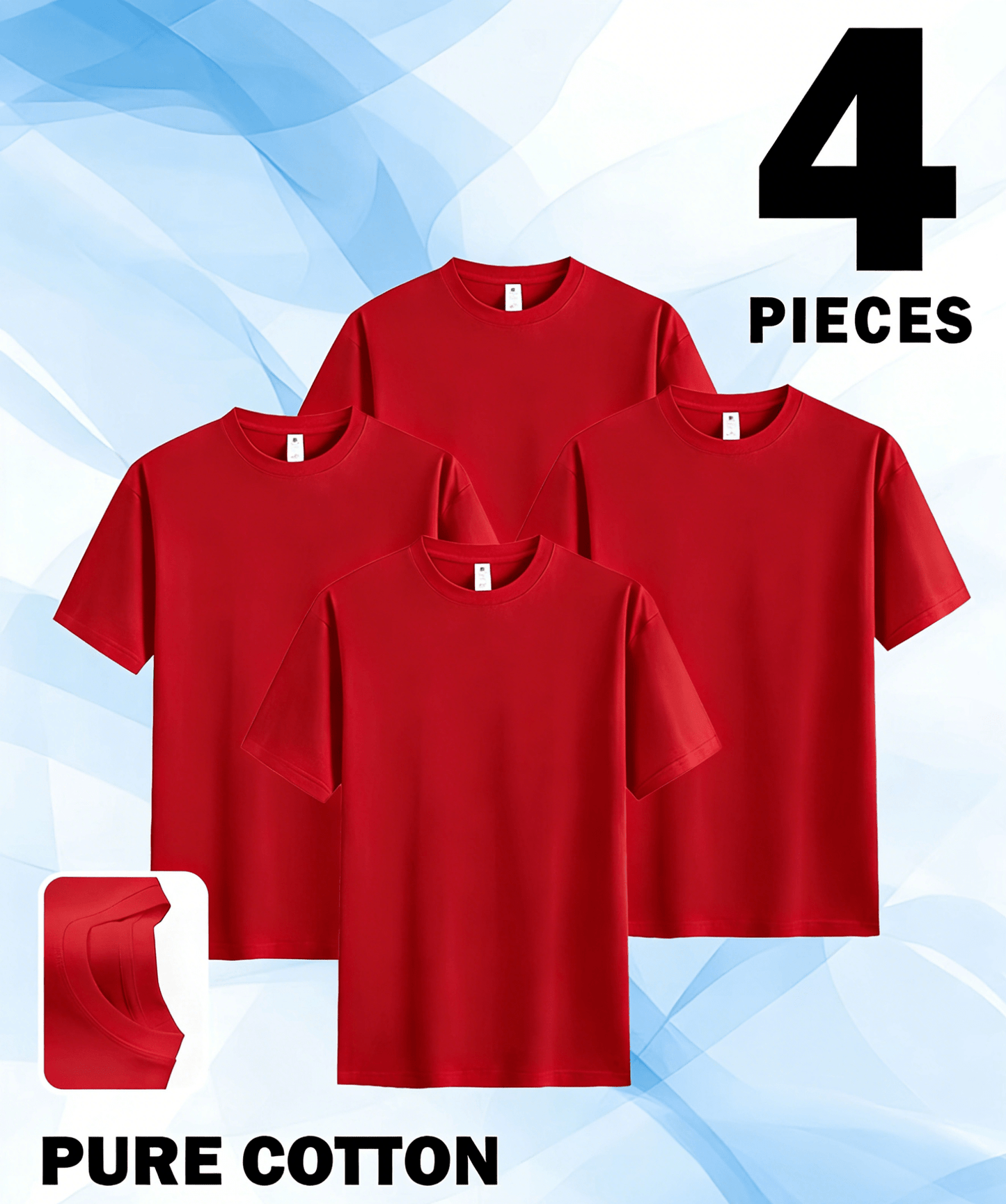 4 Pieces of Unisex Round Neck Cotton T-shirt Basic, Soft, Comfortable And Breathable, Essential for Sports Exercise And Fitness, Daily Casual Trend Wear, Suitable for Summer And Autumn, Local Warehouse Delivery