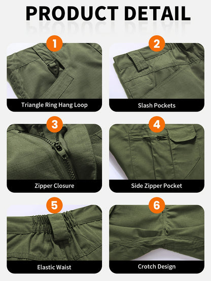 2pcs Summer Outdoor Cargo Shorts for Men, Multi-Pocket Hiking Shorts, Durable, Ripstop, Wear-resistant, Good for Camping, Hunting, Fishing, Summer Outdoor Activies and Daily Wear