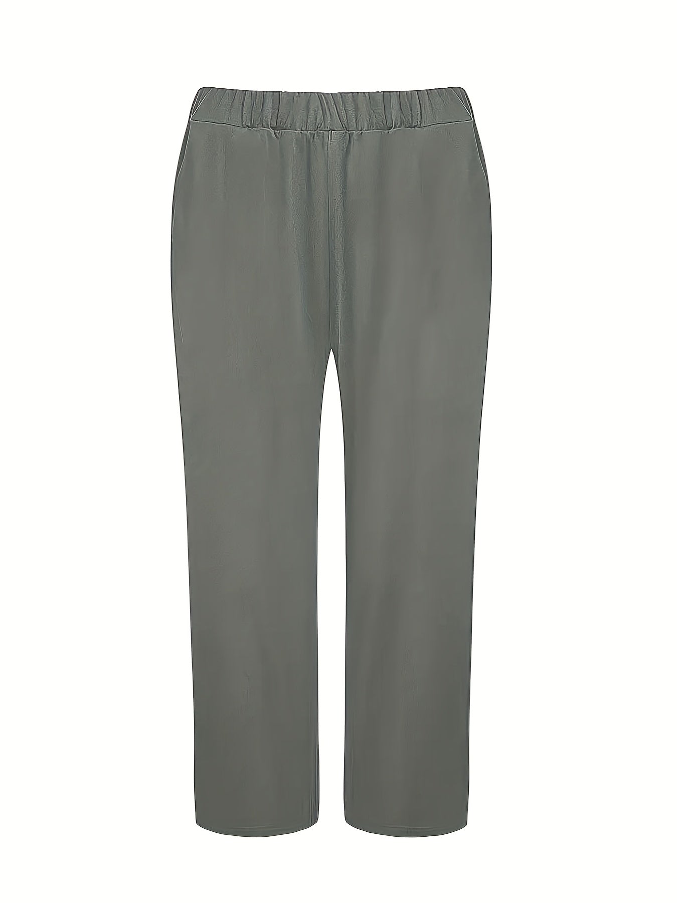 2025 New Stylish Women'S Solid Color Two-Piece Outfit - Crew Neck Blouse & Loose-Fitting Trousers, Stretchable Mix, Washable in Machine - Ideal for Spring And Autumn