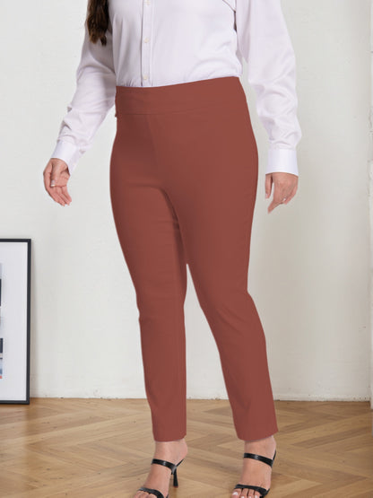 Plus Size - Plus Size - Women Pull on Pant with Silver During Super Stretch Soft Millennium Fabric to Work Ankle Pant
