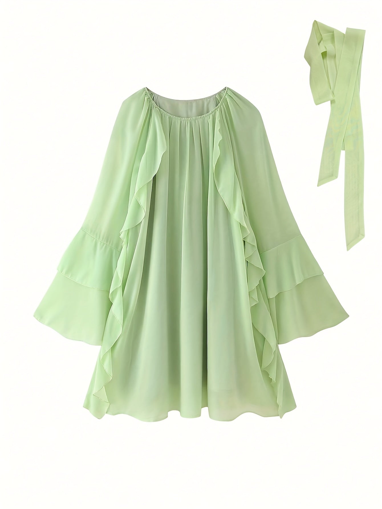 Local Elegant Chic Women's Spring Summer Chiffon Casual Vacation Layered Ruffle Loose Dress