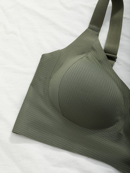 4pcs Plus Size Seamless Push Up Bras 1XL 4XL High Stretch Solid Color Wide Straps - product view 7