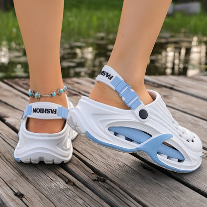 Women'S Breathable Two-Wear Hole Shoes with Hollowed-Out Design. Suitable for Daily Commuting And Streetwear. Anti-Slip Thick Soles with Adjustable Heels. Chunky Summer Shoes., Women Shoes