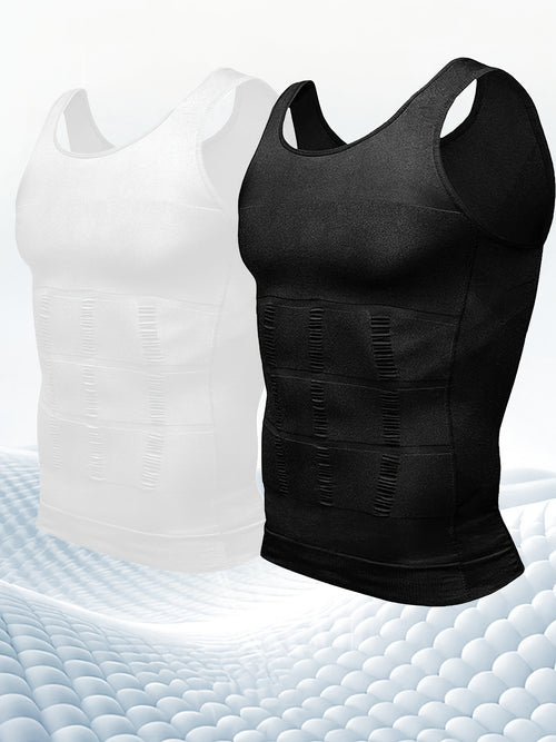 Arjen Kroos 2/3pcs Men's Compression Shirts - Tummy Control Workout Tank Tops, Athletic Base Layer Sleeveless Body Shaper Undershirts for Gym,Gynecomastia Shirt for Men,Waist Trainer Vest Muscle Shirt Faja Para Hombre