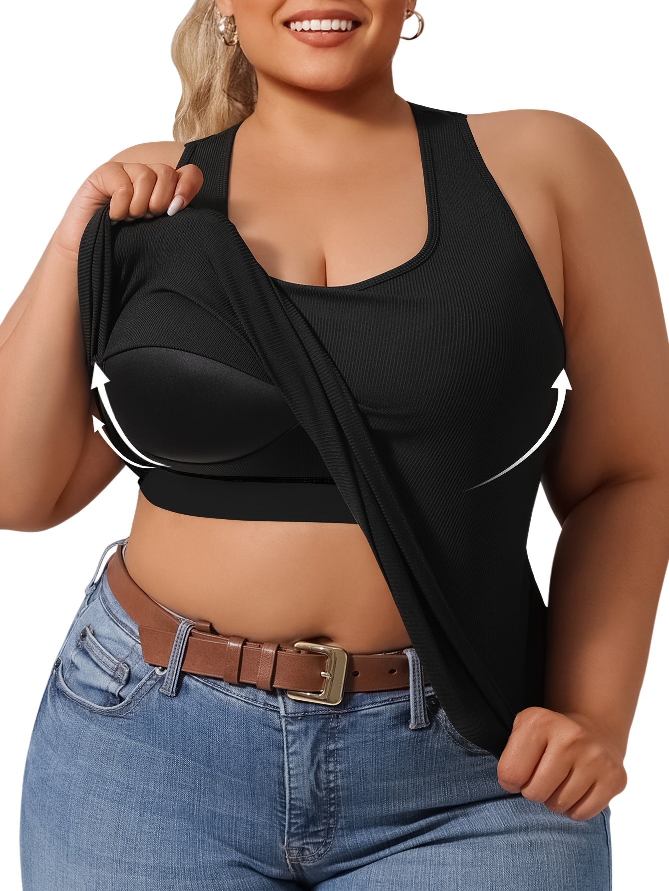 Plus Size - Plus Size - Plus-Size Women'S Spring Summer Fall Vest 2-In-1 Vest with Coaster I-Back Rib Casual Base Vest