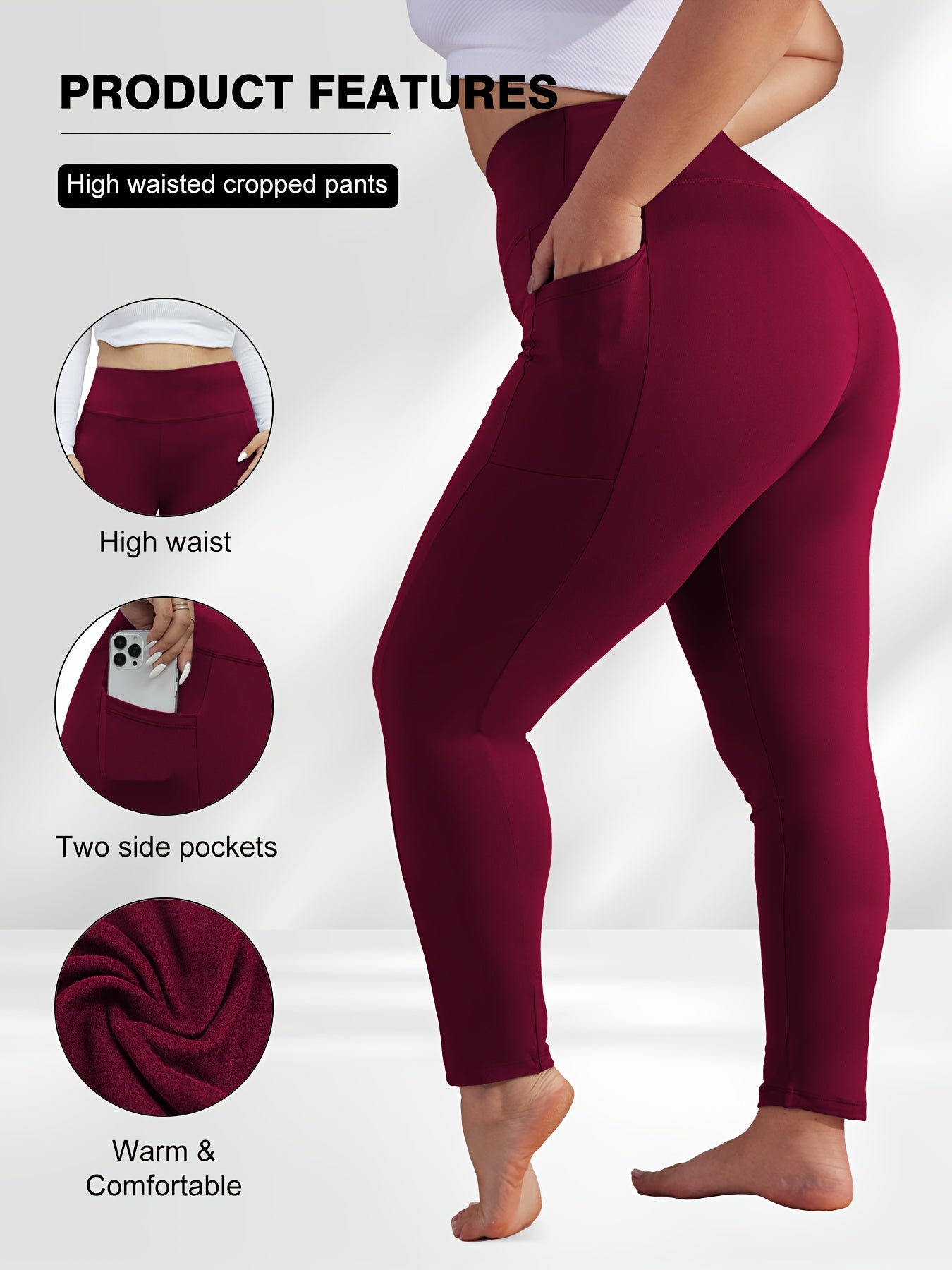 Dark Gray Polyester High-Waist Oversized Pants - product view 34