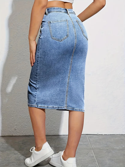 Women's Sky Blue Denim Skirt - product view 8