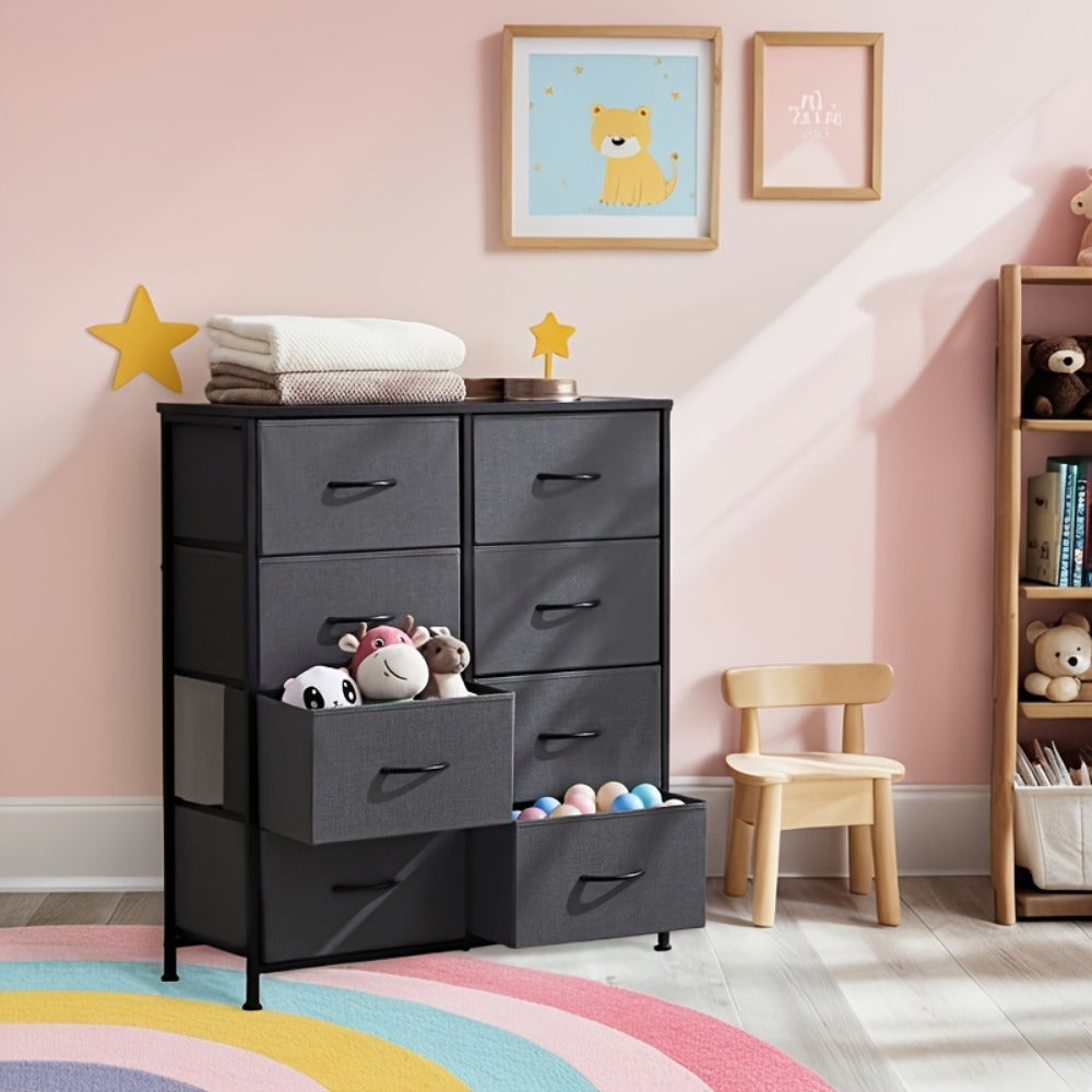 8-Drawer Fabric Storage Chest - Steel Frame and Oak-Look Finish