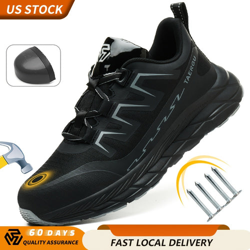 Lightweight Steel Toe Work Shoes for Men-Comfortable Non-Slip Sneakers, Puncture-Resistant Tenis Zapatos De Trabajo Para Hombre, US Size 6-14