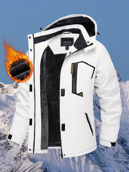 Winter Jacket for Women - Women's Ski Snowboard Jacket Thermal Fleece High Quality Insulated Snow Jacket Casual Work Jacket Outdoor Sports Coat Windbreaker Parka 4 Pockets Camping Snow Jacket Windproof Hood Warm Winter Hiking Fleece Lined Jacket