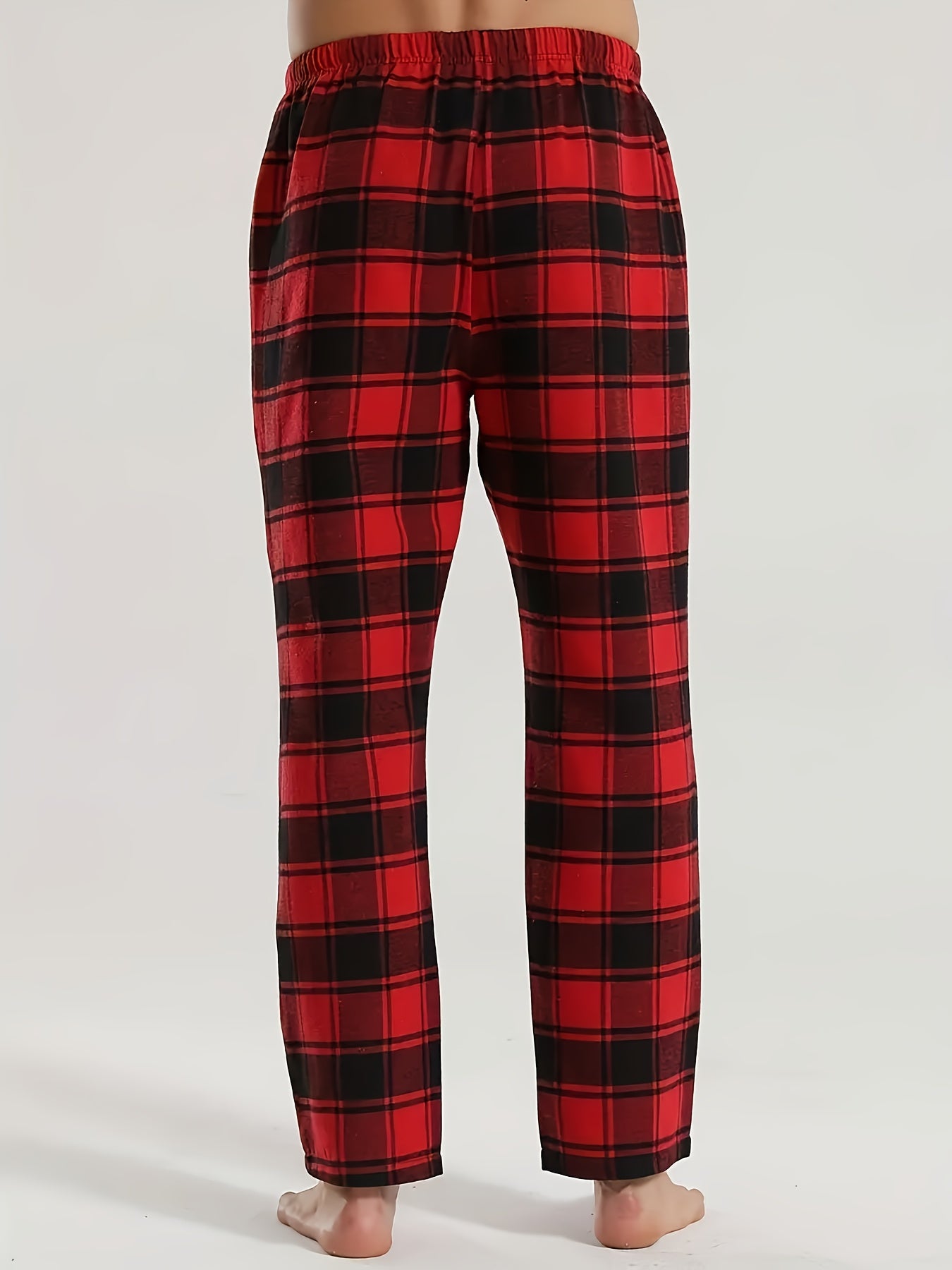 3pcs Of Men'S Casual Plaid Trousers Pajamas For Spring And Summer, Fashion Trendy Pants Pajamas For Autumn And Winter Loungewear