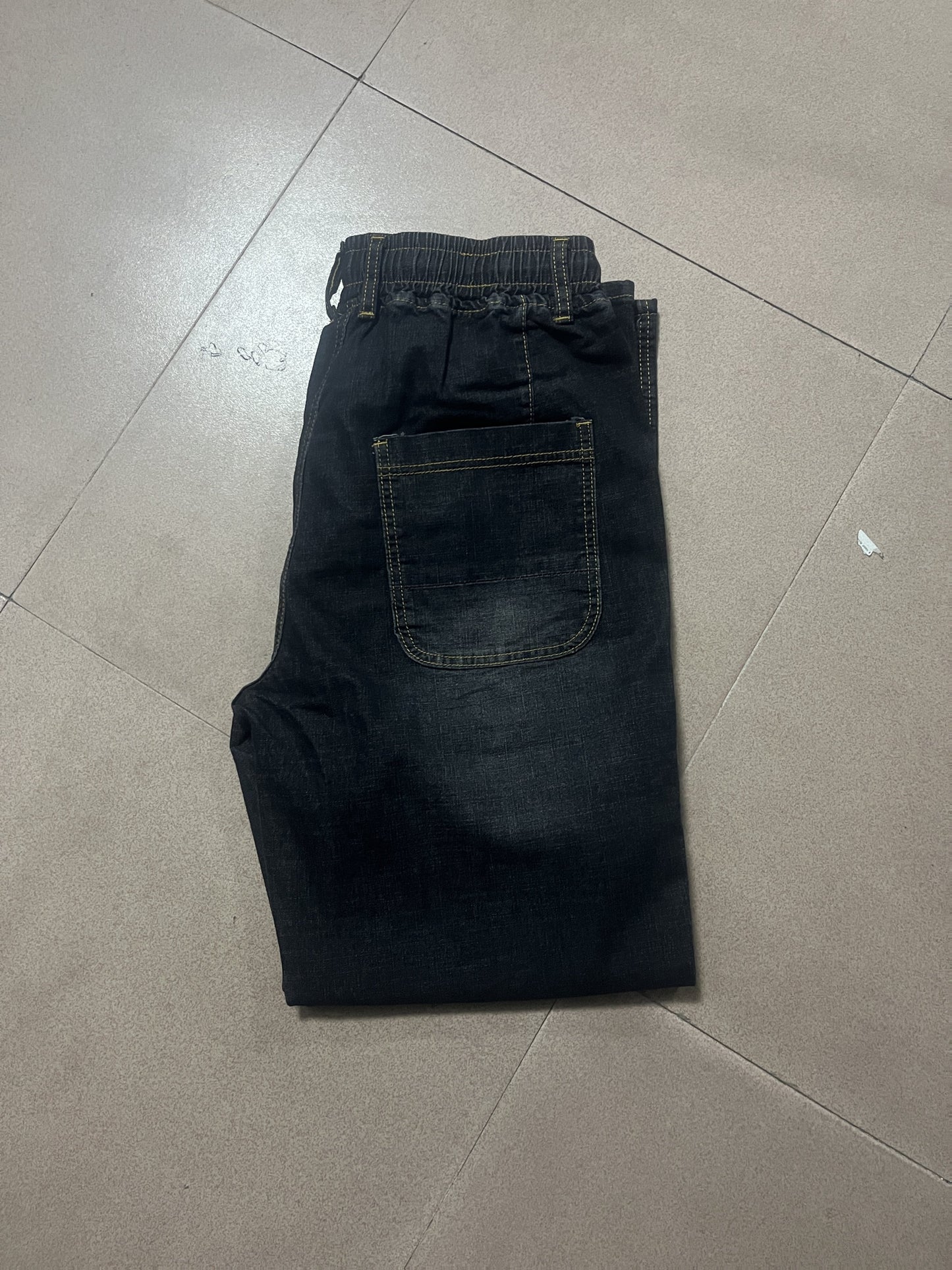 Large Size Jeans Men's Straight Leg Loose Fit Elastic Pants with Added And Extra Pants Elastic Waist Men's Simple And Versatile Denim Pants Men's Jeans Four Season Style, PLUS SIZE