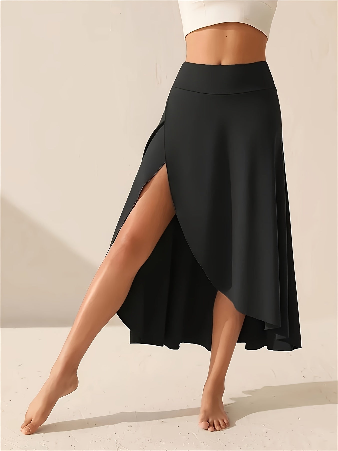 2026 Plus Size High Waist Skort with Pockets - Stretchy Side Slit, Lightweight Long Culottes for Women | Summer Vacation Beachwear, Summer Skirt (Black/Burgundy) Game Day Outfit, Football Fan Gear for All Fans
