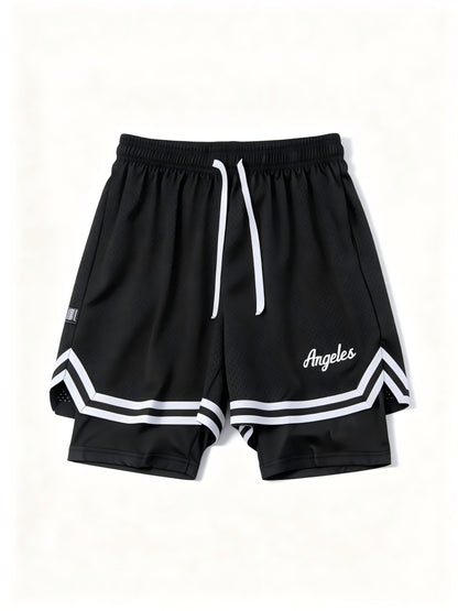 1pc Of Sports Basketball Shorts, Loose And Comfortable, Sweat Wicking And Breathable, Outdoor Running Lined with Stretch Cloth Quick-drying Training Pants
