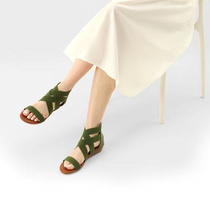 Womens Sandals, Simple Design, Women's Elastic Ankle Strap Low Wedges Sandals, Easy Slip-On, Suitable for Summer Vacation, Dating, Parties, Walking, Comfotrable