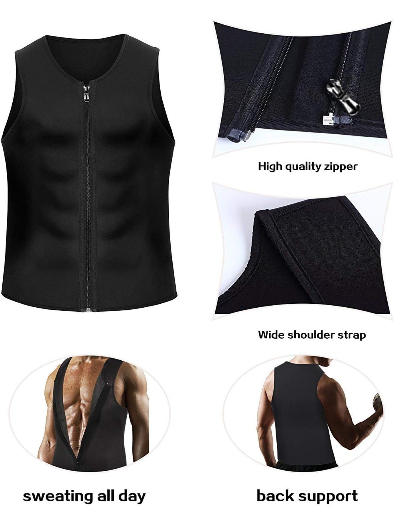 Men Body Shaper Waist Trainer Sauna Suit Sweat Vest Slimming Underwear Weight Loss Shirt Fat Burner Workout Tank Tops Shapewear