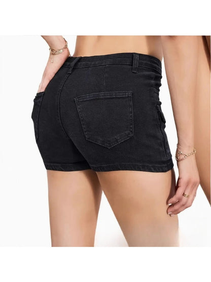 Stretchy Multi-Pocket Denim Shorts for Women | High-Waisted Summer Casual Shorts with Versatile Style