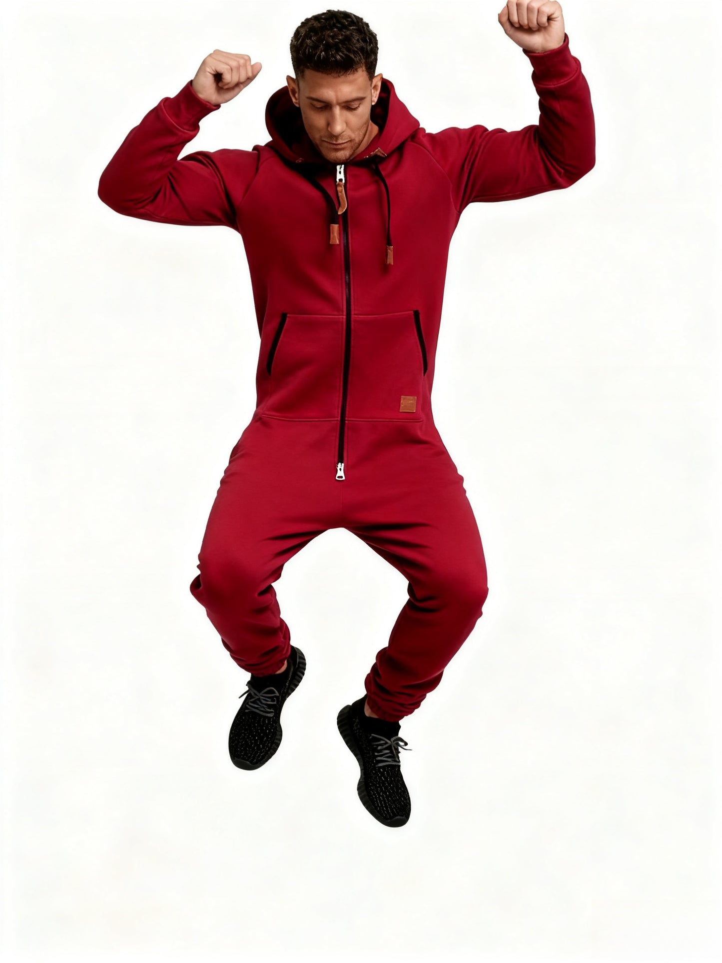 Autumn And Winter New Men's Hooded Jumpsuit, Pure Color Matching Fashionable Casual Jumpsuit, Coveralls, Essential for Home And Out, Is A Good Gift for People, Enjoy Discounts