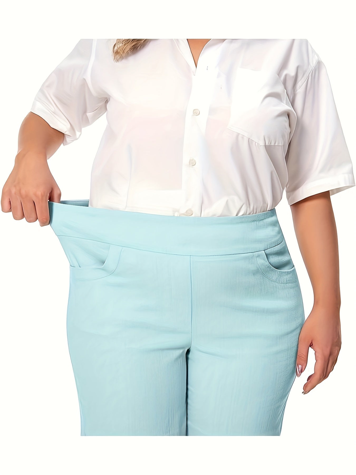 Work Causal Tulip Hem Pull-On Dress Career Shorts with Two Front Pockets