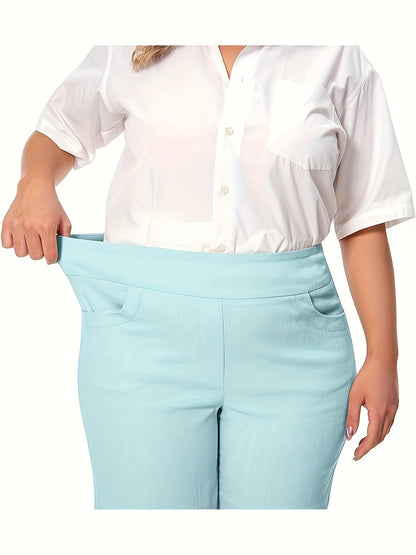Work Causal Tulip Hem Pull-On Dress Career Shorts with Two Front Pockets