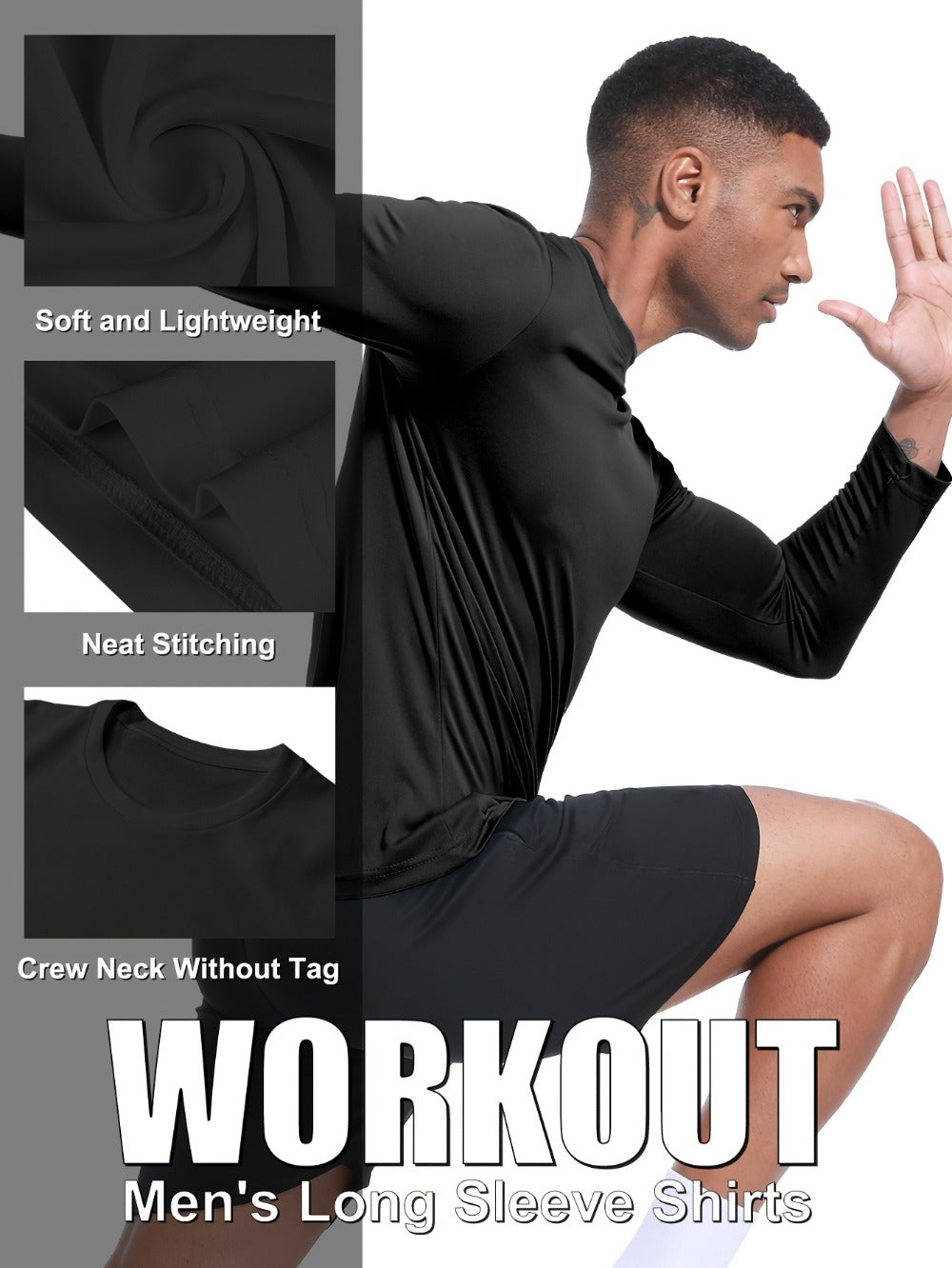 Men's Performance T-Shirt - Crew Neck Long Sleeve Streetwear Style