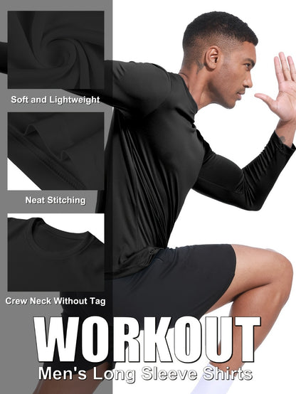 Men's Performance T-Shirt - Crew Neck Long Sleeve Streetwear Style