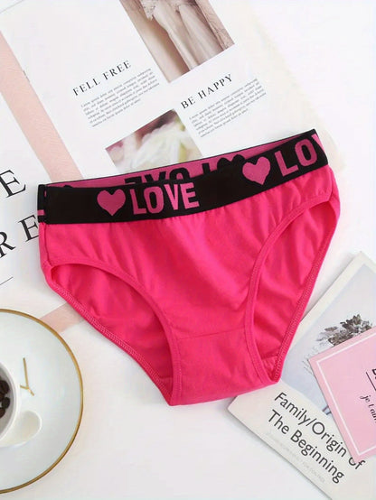 12-Pack Seamless Women'S Briefs with Simple Letter Heart Pattern, Comfortable Stretch Fabric Underwear