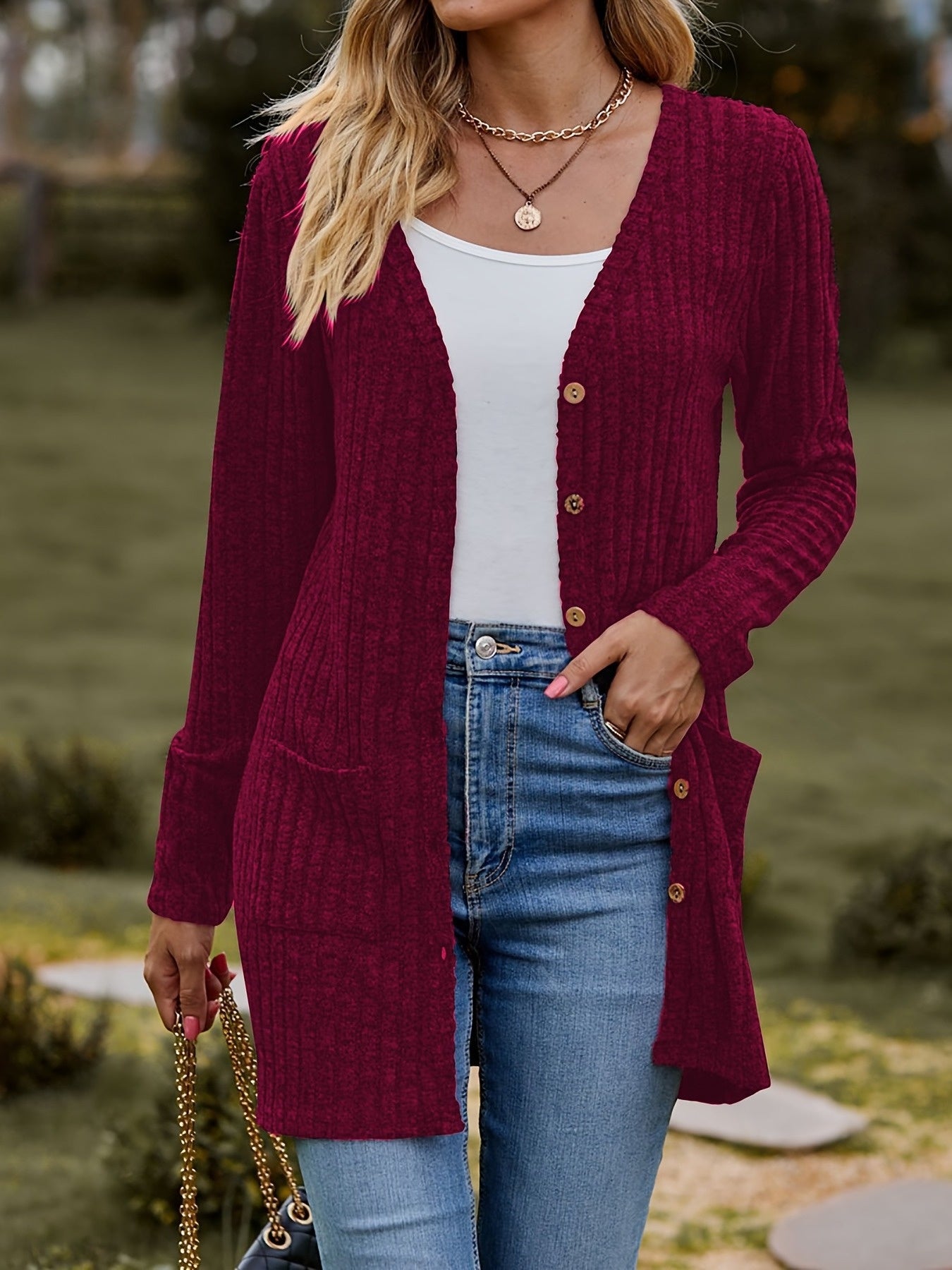Women's Blue Lace Utility V-Neck Cardigan - product view 25