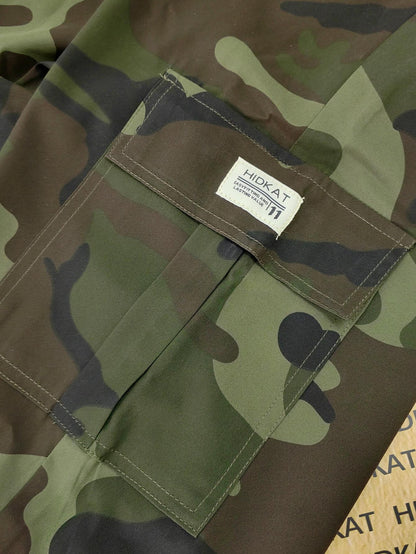 Women's Casual Camouflage Work Pants with Large Patch Pockets, Elastic Drawstring Waistband, and Tapered Cuffs, Suitable for Daily Outdoor Leisure Wear