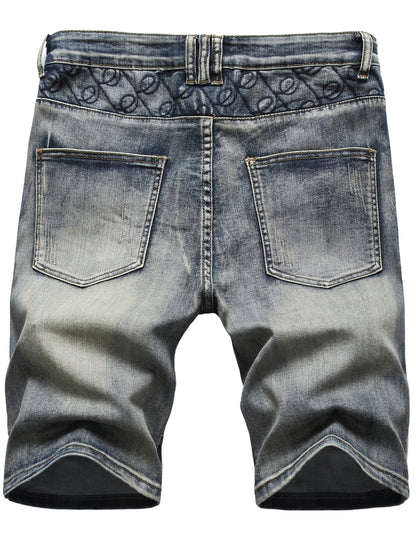 KEEVOOM Men'S Light Blue Washed Gradient Denim Shorts - Summer Casual Slim-Fit Shorts for Outdoor Sports & Trendy Daily Outfits