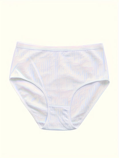 8pcs Of Oversized High Waisted Women's Underwear, 95% 5% Stretch, Breathable, Abdominal Control, Solid Color, Fabric Underwear