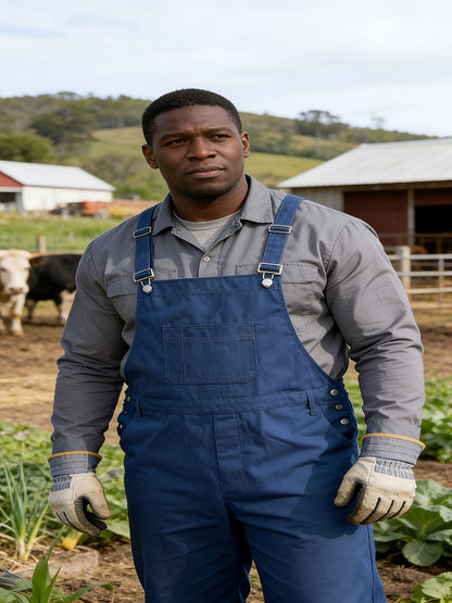 Plus-size Men's Loose-fitting Overalls, Suitable for Plus-size Men. Adjustable Straps, Durable Black Fabric, Suitable for Work And Outdoor Wear., PLUS SIZE