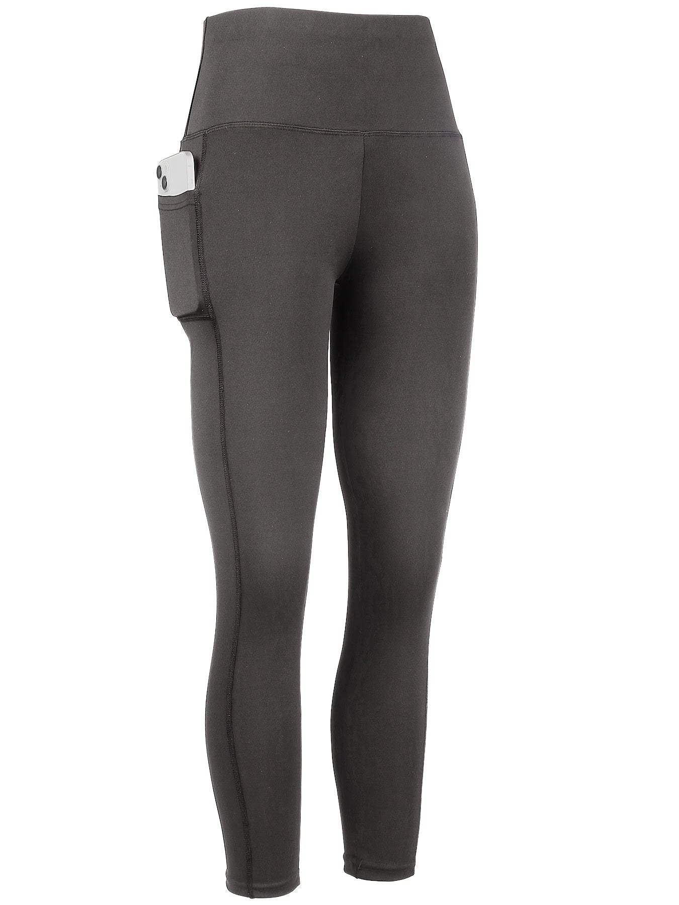 1pc Women'S High-Waisted Yoga Pants with Pockets, Solid Color Fabric, Sporty Style, High Stretch Athletic Running Leggings for Adults Thanksgiving Day Christmas Costumes for Women
