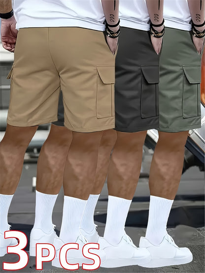 3pcs Set - Men's Shorts, Casual Loose Shorts, Perfect Choice, Large Pocket Workwear Shorts, Summer Workwear Shorts Men's Five Quarter Pants Ins Trendy Straight Leg Casual Five Quarter Shorts Couple Basketball Pants