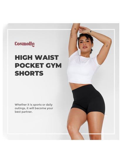 1Pc Women'S High-Waist Stretchy Athletic Shorts, Breathable Compression Bike Yoga Workout Shorts