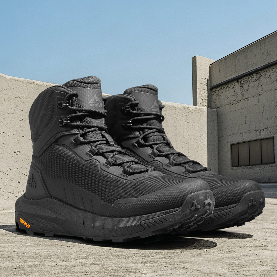 NORTIV 8 Men's Tactical Hiking Boot Lightweight Boots for Work All Day Side Zipper Motorcycle Combat Boot Arch Support 8 Inches
