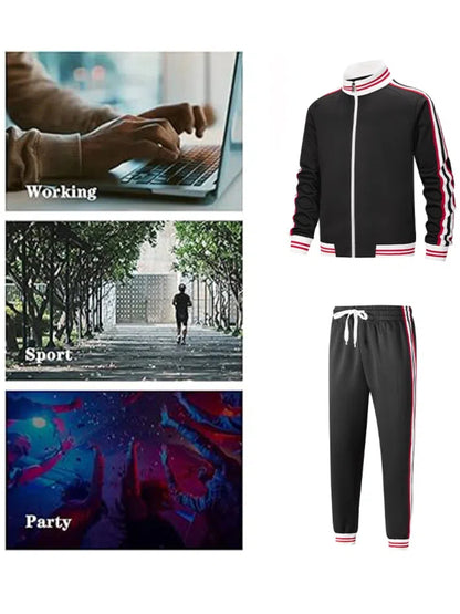 Men Track Suits Sets Long Sleeve Full-zip Sweatsuit Active Jackets And Pants 2pcs Outfits