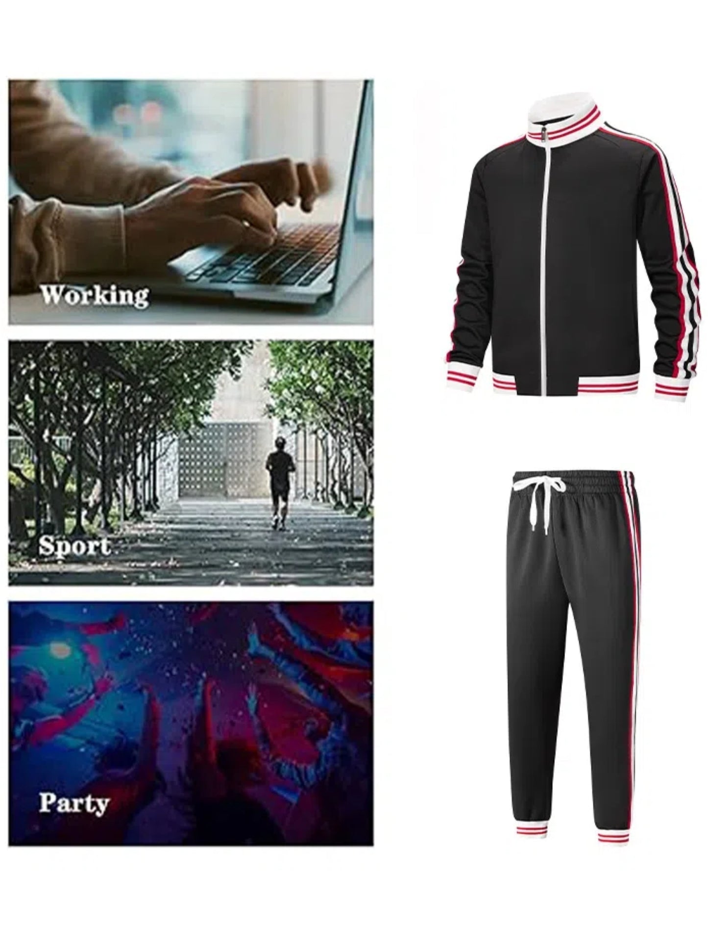 Men Track Suits Sets Long Sleeve Full-zip Sweatsuit Active Jackets And Pants 2pcs Outfits