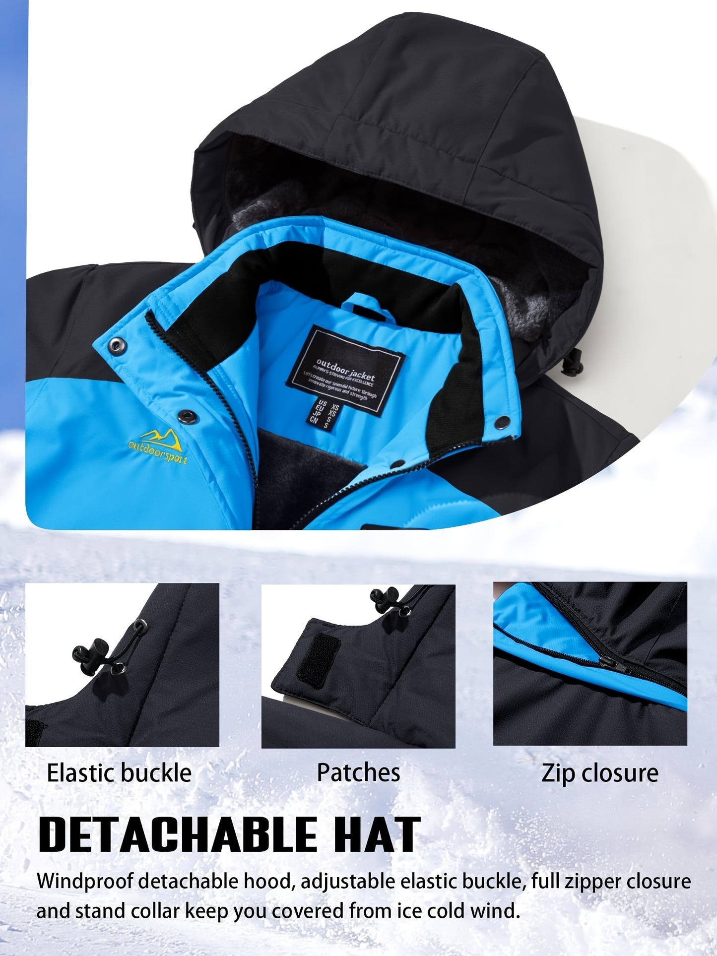 [Winter Jacket for Women]Women'S Ski Snowboard Jacket Thermal Fleece Insulated Snow Jacket Casual Work Jacket Coat Windbreaker Parka 4 Pockets Camping Snow Jacket Warm Winter Hiking Fleece Lined Jacket