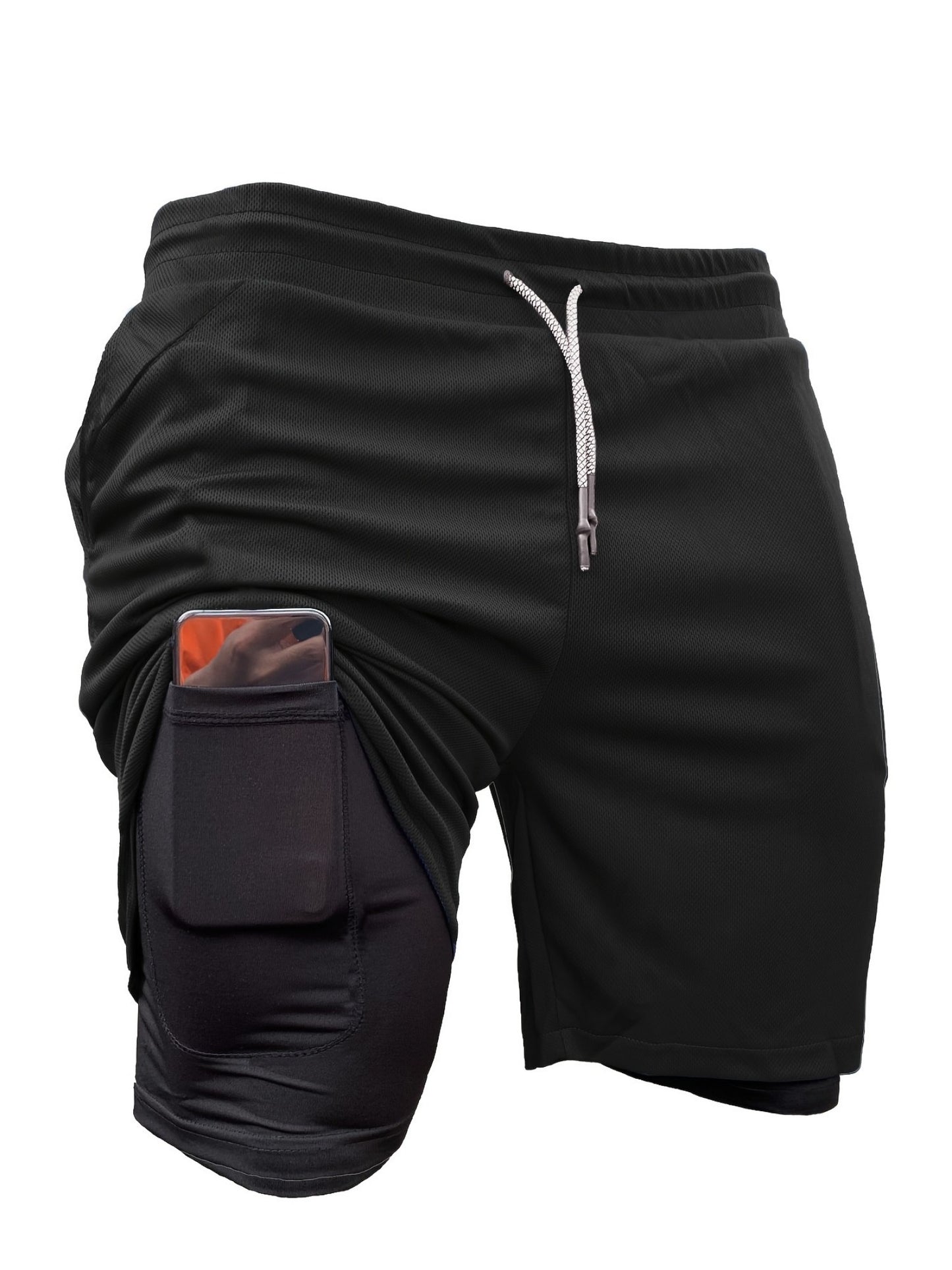 5pcs High Stretch Sports Shorts 5pcs Men'S 2-in-1 Double Layer Shorts With Inner Pocket, High Stretch Sports Shorts For Summer Gym Workout Training