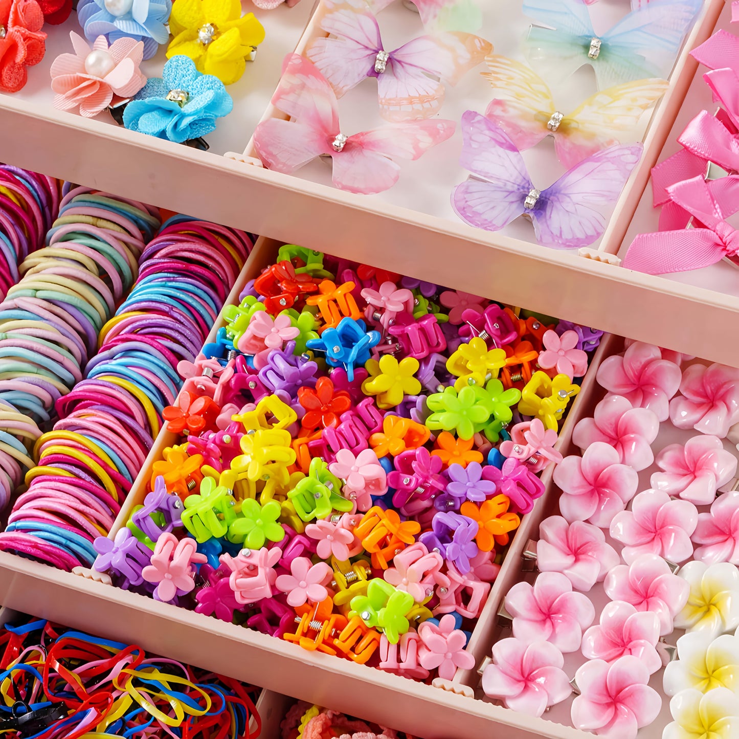 748Pcs Set Dopamine Hair Additions For Girls, Including Rhinestones, Imitation Pearls, Flower Hair Clips, Butterfly Hair Clips, Mini Flower Clips, Bow Hair Clips And Various Easy Hair Ties, Excellent Gift Suitable For All Seasons