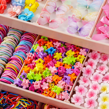 748Pcs Set Dopamine Hair Additions For Girls, Including Rhinestones, Imitation Pearls, Flower Hair Clips, Butterfly Hair Clips, Mini Flower Clips, Bow Hair Clips And Various Easy Hair Ties, Excellent Gift Suitable For All Seasons