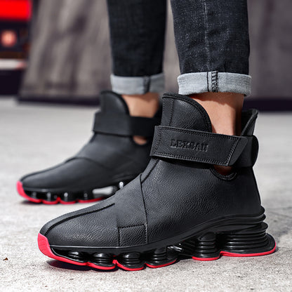 Black Red Trendy Hiking Inspired High Top Shoes Easy Wear Men Women Couple Comfy -Like Casual Shoes Versatile Everyday Street Style Commute Outings Date Nights